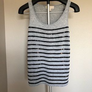 Michael Kors Sleeveless Stripe Sequin Tank Top